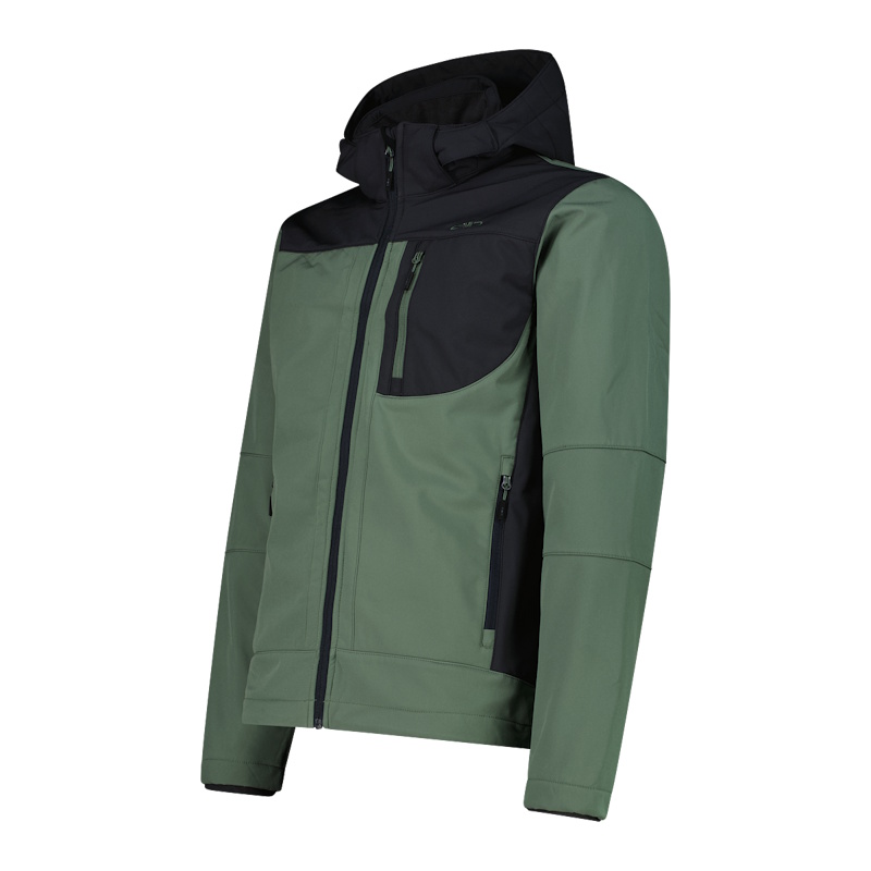 CMP - Giacca in Softshell con cappuccio staccabile Uomo