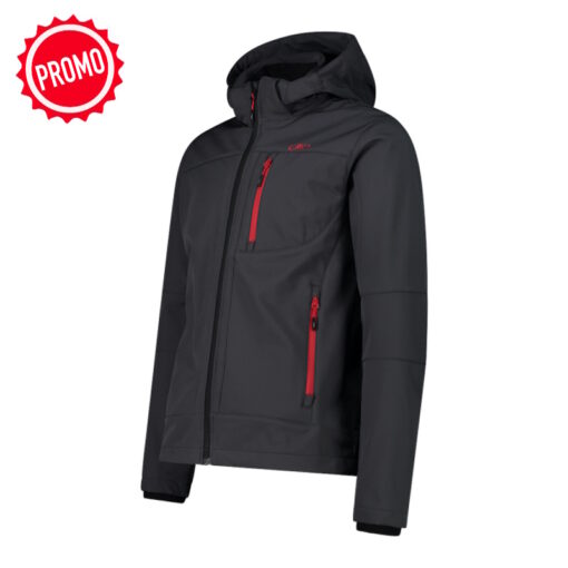 CMP - Giacca in Softshell con cappuccio staccabile Uomo